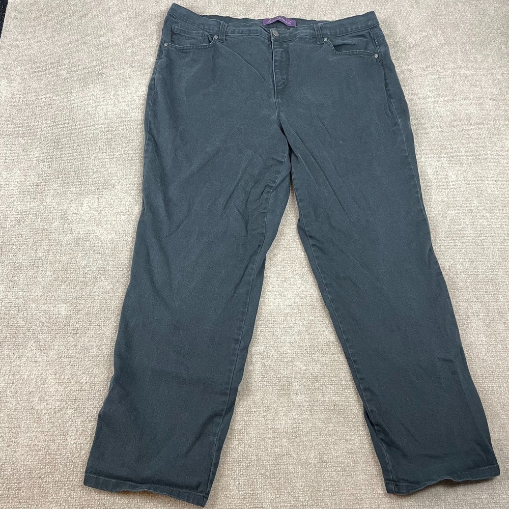 Gloria Vanderbilt Amanda Jeans Women 18W Black Denim Cotton Stretch Straight Leg
